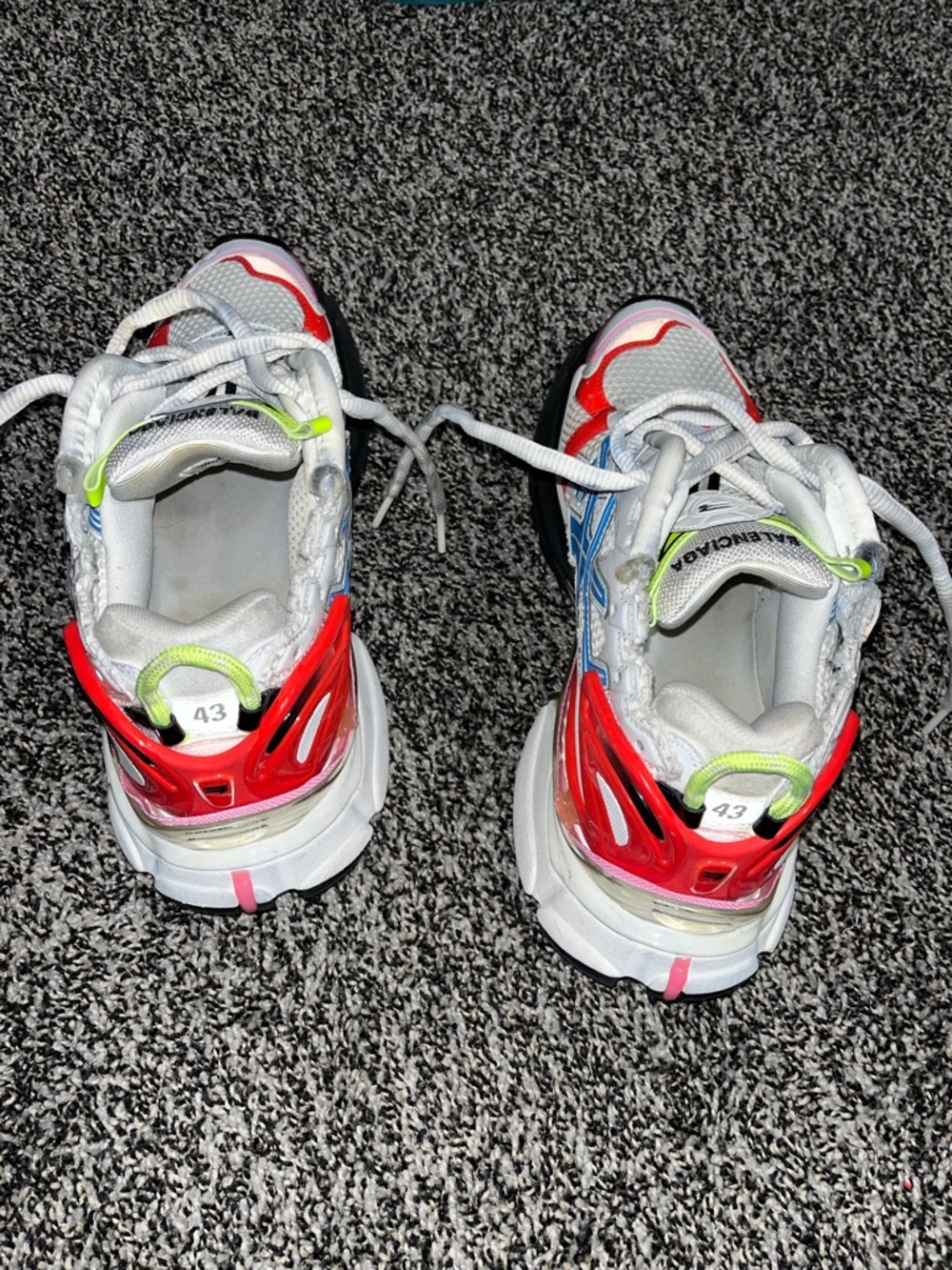 Balenciaga Kids White Red Pink Blue Neon Yellow Triple-S Style Sneakers - Picture 4 of 9